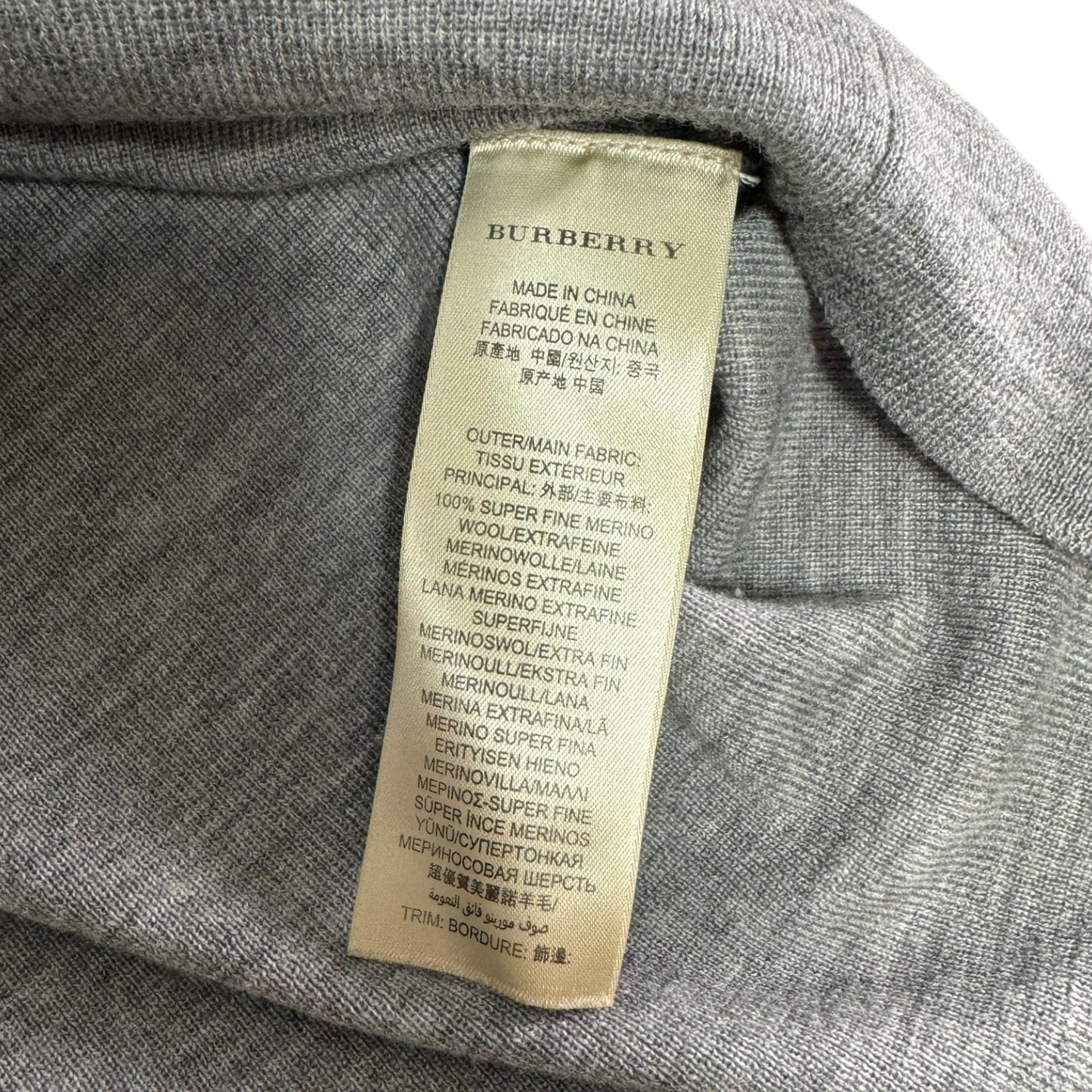 Superfine Merino Wool Button Shoulder Sweater Luxury Designer By Burberry In Grey, Size: S