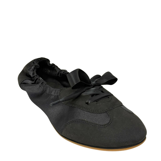 Yanka Round-Toe Satin Sneakerinas By Vivaia In Black, Size: 10.5