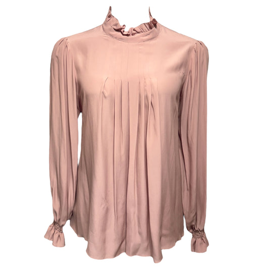 Ruffle Neck Pleated Blouse Designer By See By Chloe In Anemone Pink, Size: US 8/FR 44