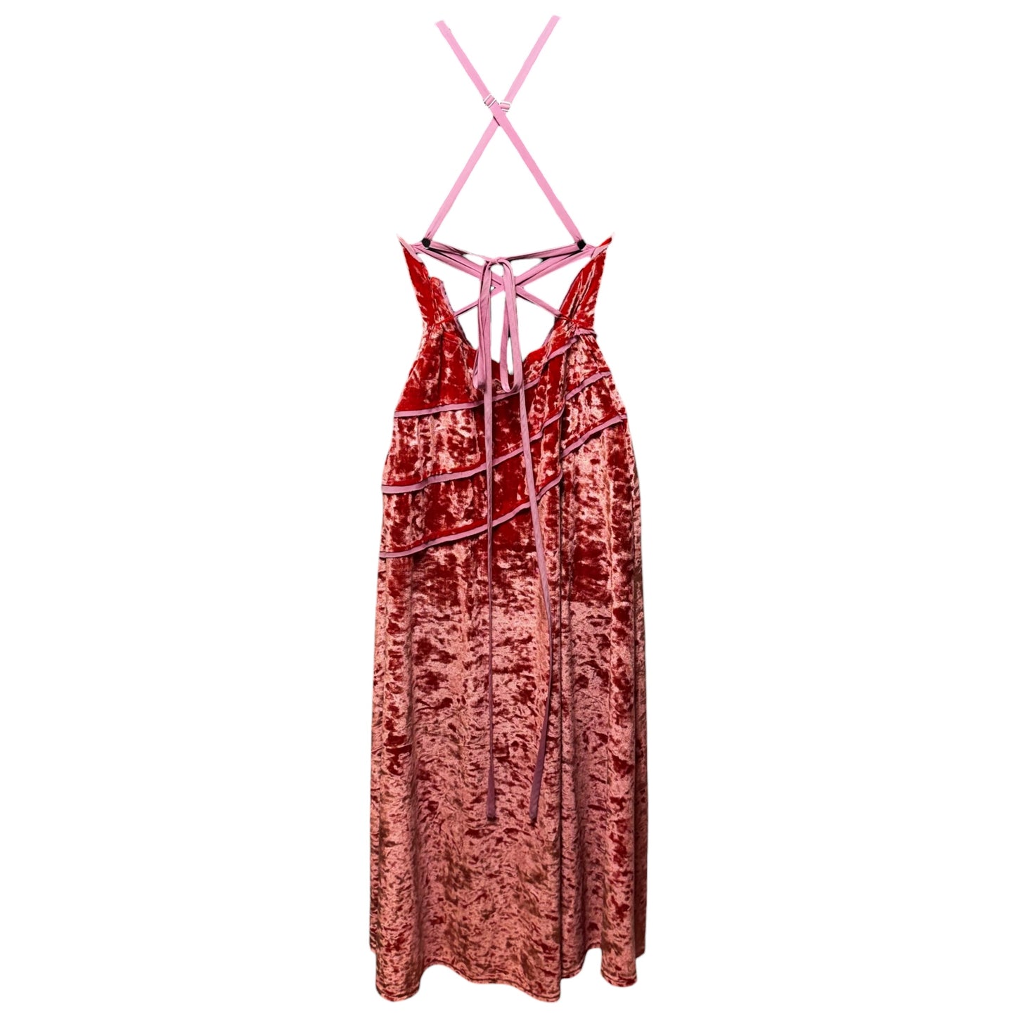 Deia Velvet Dress Casual Midi By Free People In Pink & Orange, Size: Xs