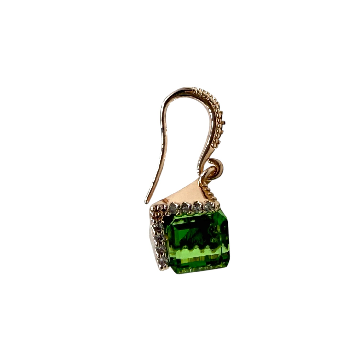 Green Stone Pave Drop Earrings