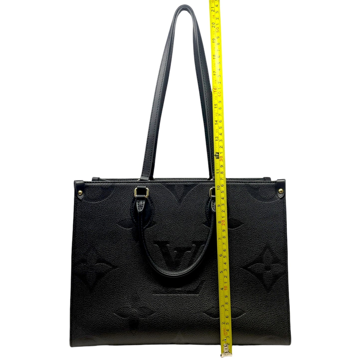 Onthego MM Monogram Empreinte Leather Tote Luxury Designer By Louis Vuitton, Size: Large
