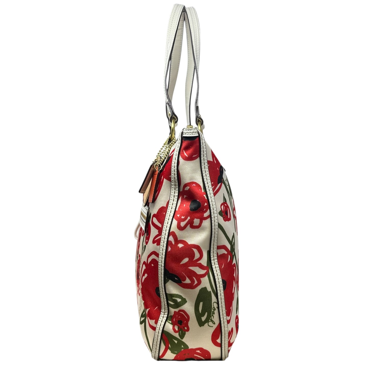 Limited Edition Poppy East West Hallie Floral Tote Shoulder Bag Designer By Coach, Size: Large