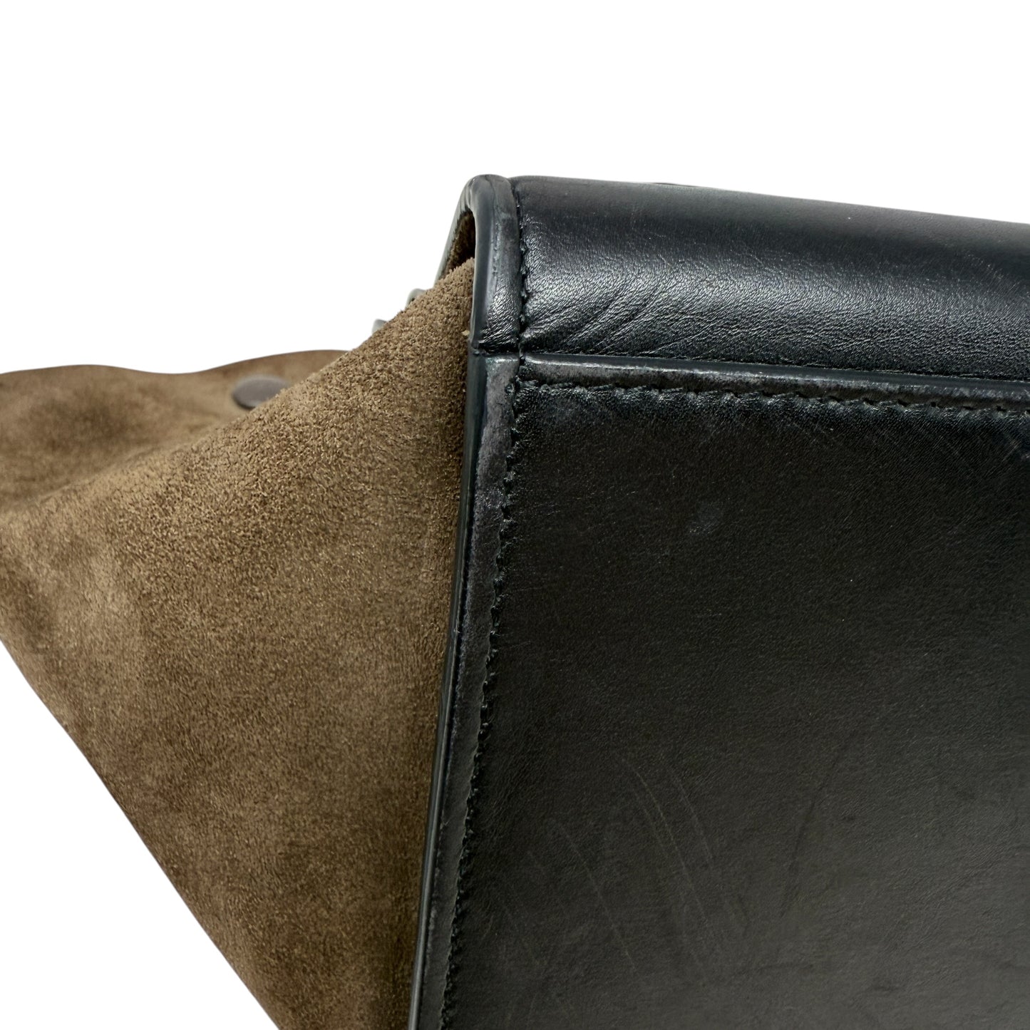 Python & Brown Suede Trapeze Bag Luxury Designer Label By Celine, Size: Large