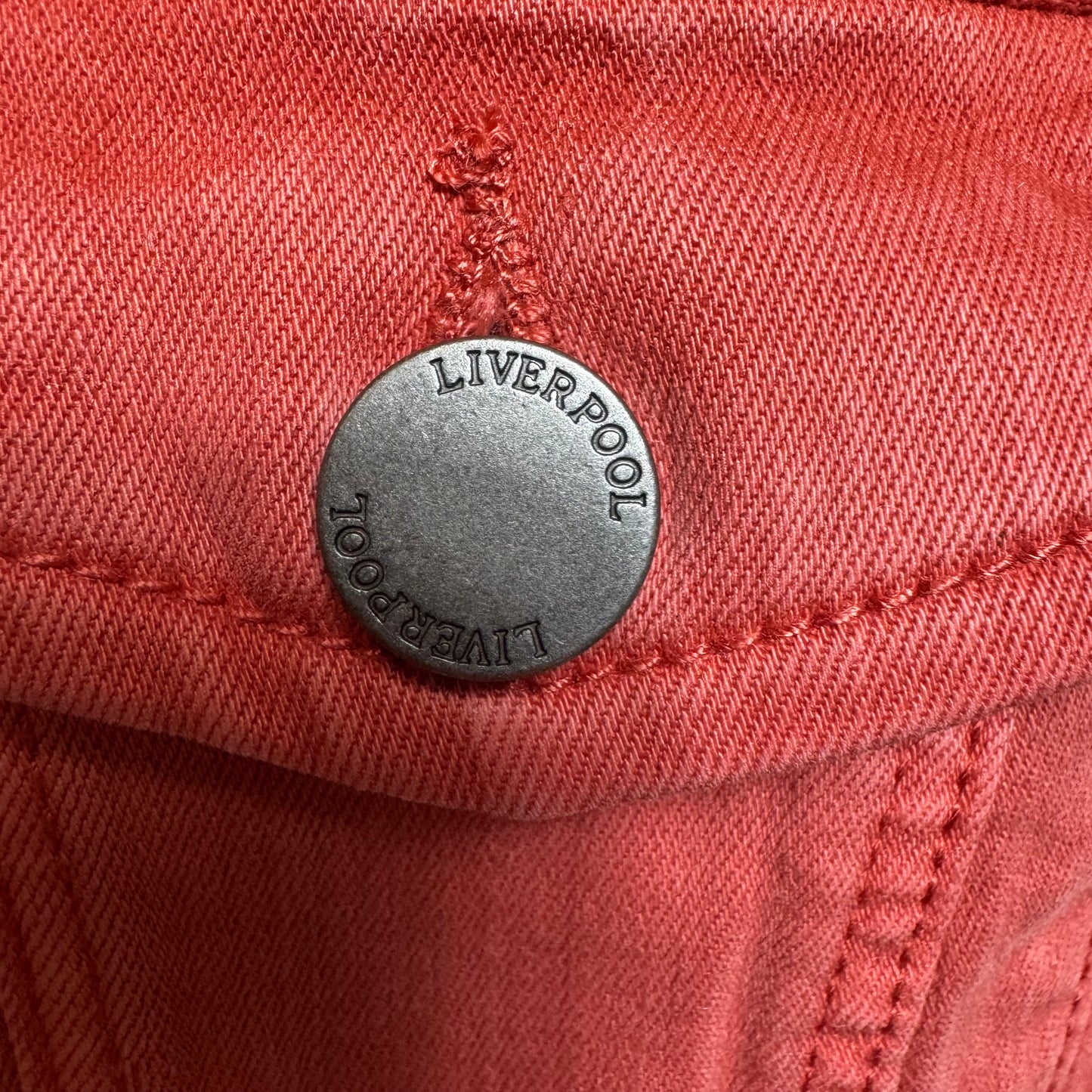 Denim Trucker Jacket By Liverpool In Coral, Size: M