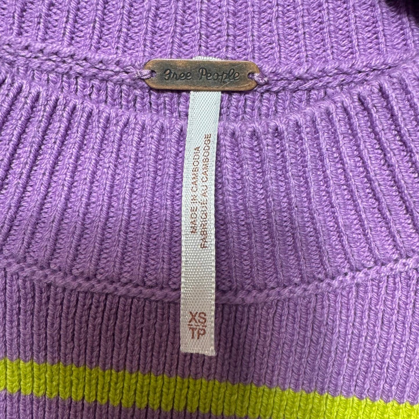 Easy Street Crop Pullover Sweater By Free People In Iris Orchid Combo, Size: XS