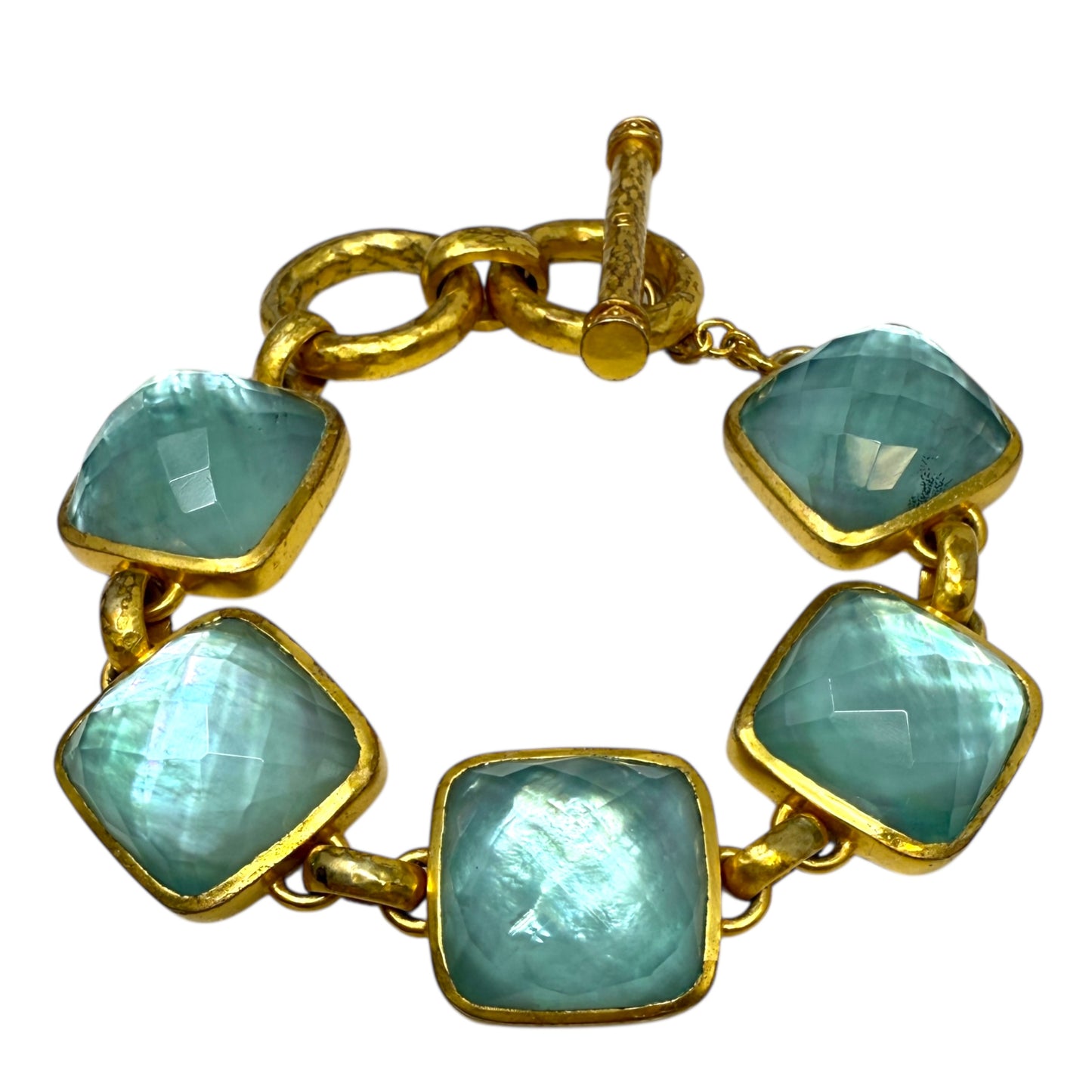 Catalina Stone 24K Gold Plate Bracelet By Julie Vos In Iridescent Capri Blue