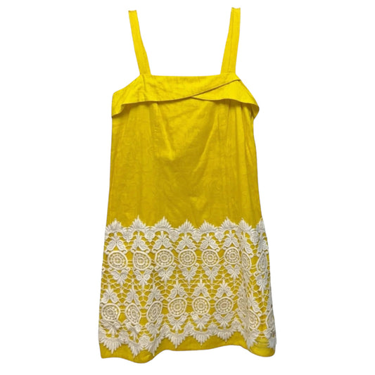Cotton Lace Trim Dress By Floreat X Anthropologie In White & Yellow, Size: 2