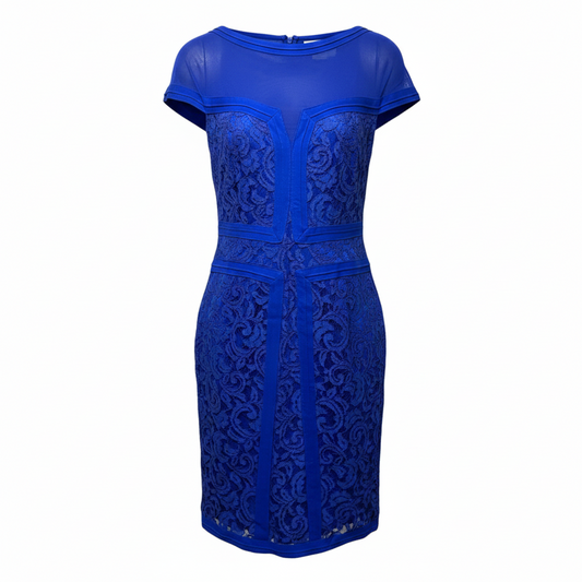 Mesh Lace Sheath Dress By Tadashi Shoji In Royal Blue, Size: 2