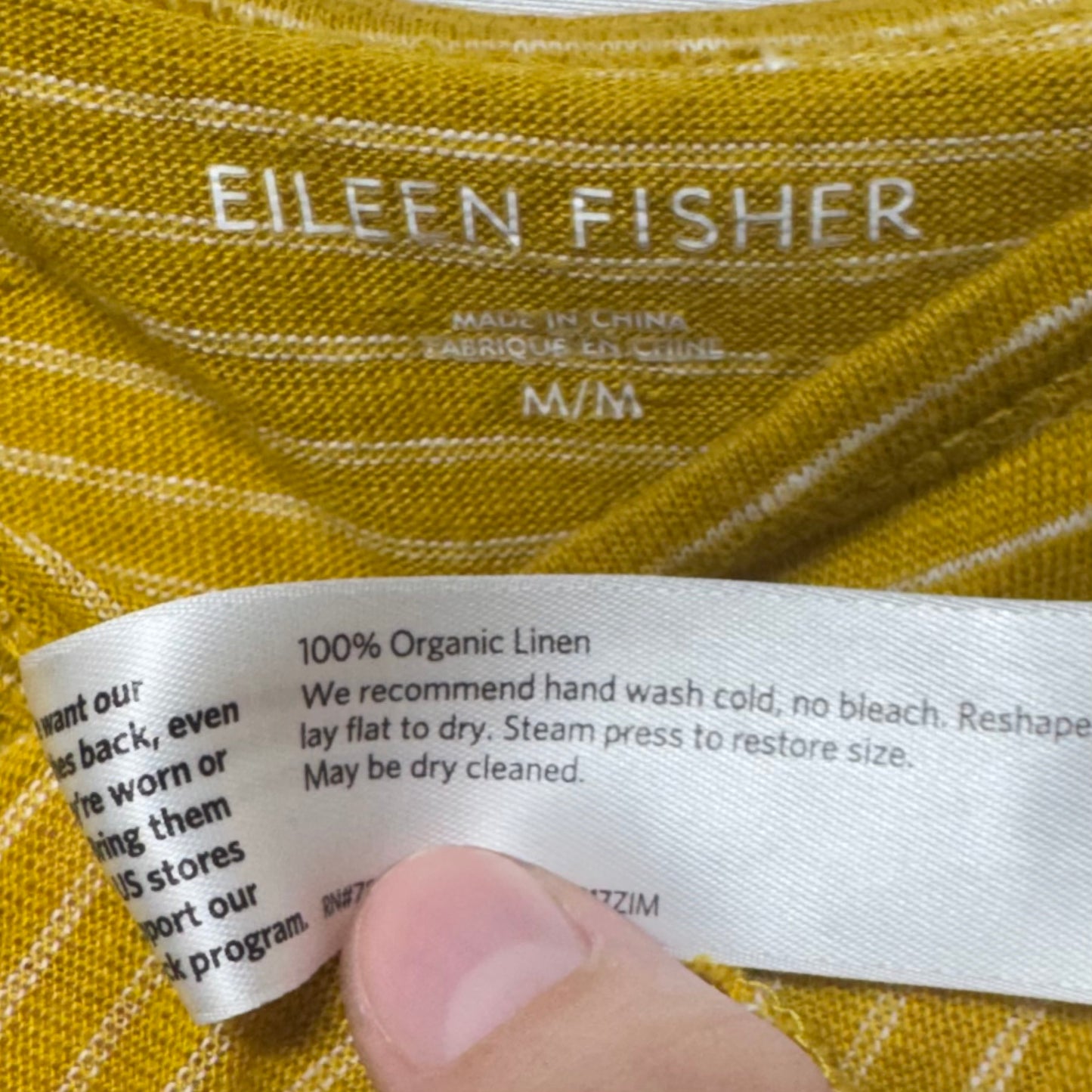 Linen Tunic 3/4 Sleeve By Eileen Fisher In Striped Pattern, Size: M