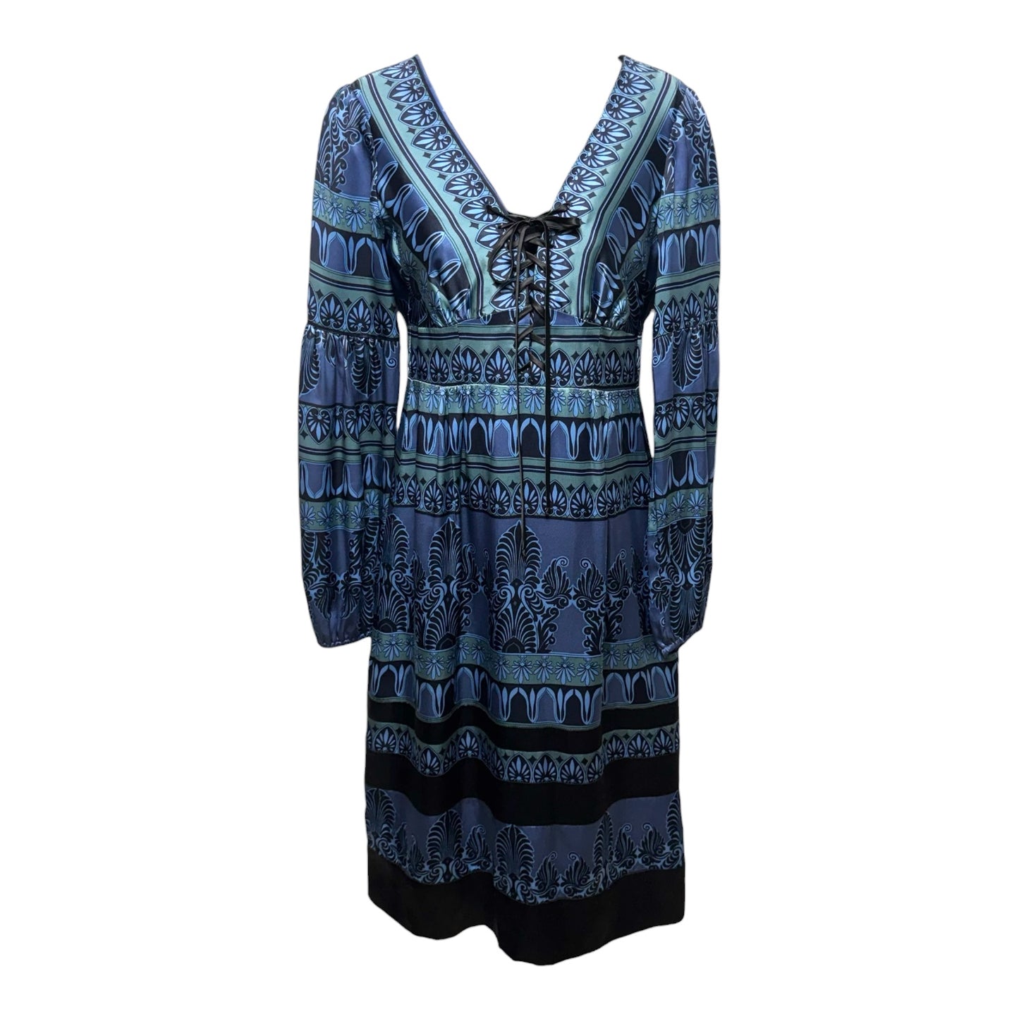 Bohemian Print Silk Midi Dress By Nanette Lepore In Blue, Size: 2
