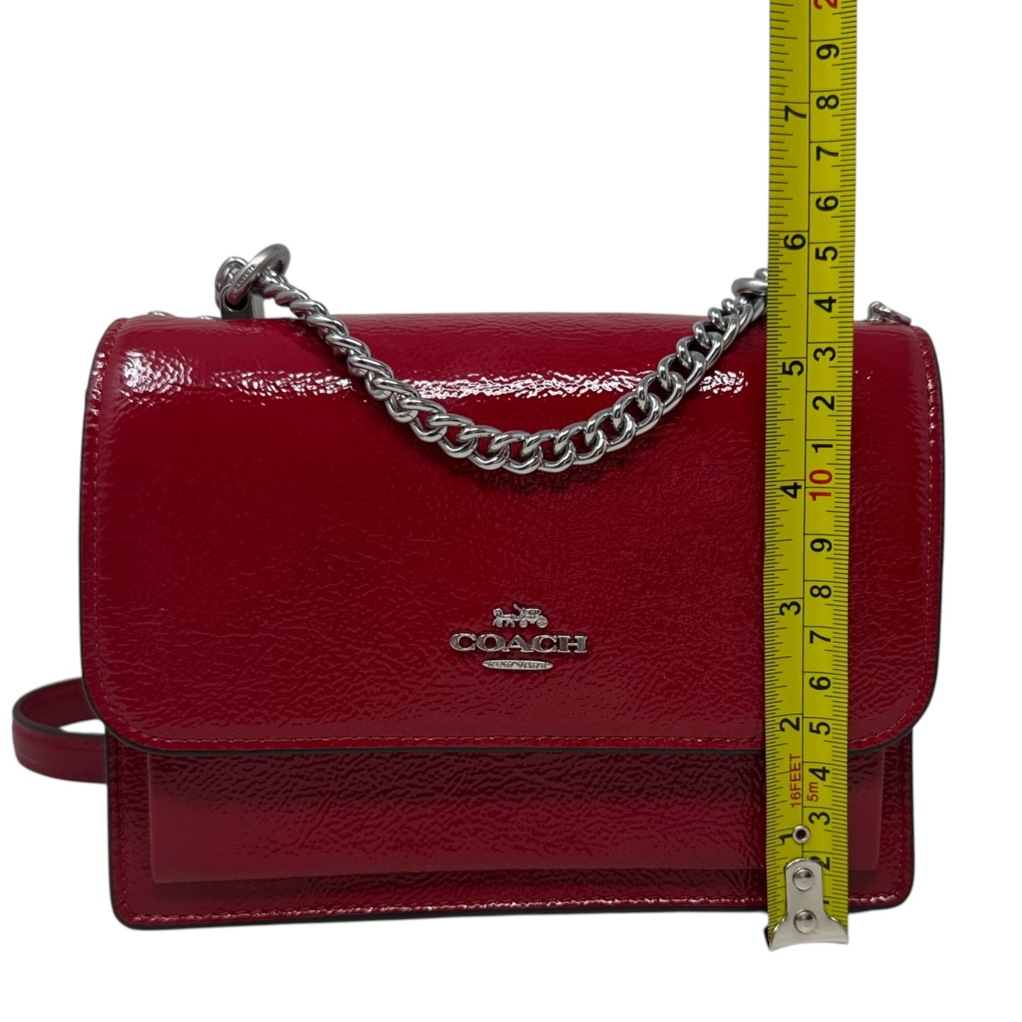 Klare Mini Patent Handbag Designer By Coach, Size: Small