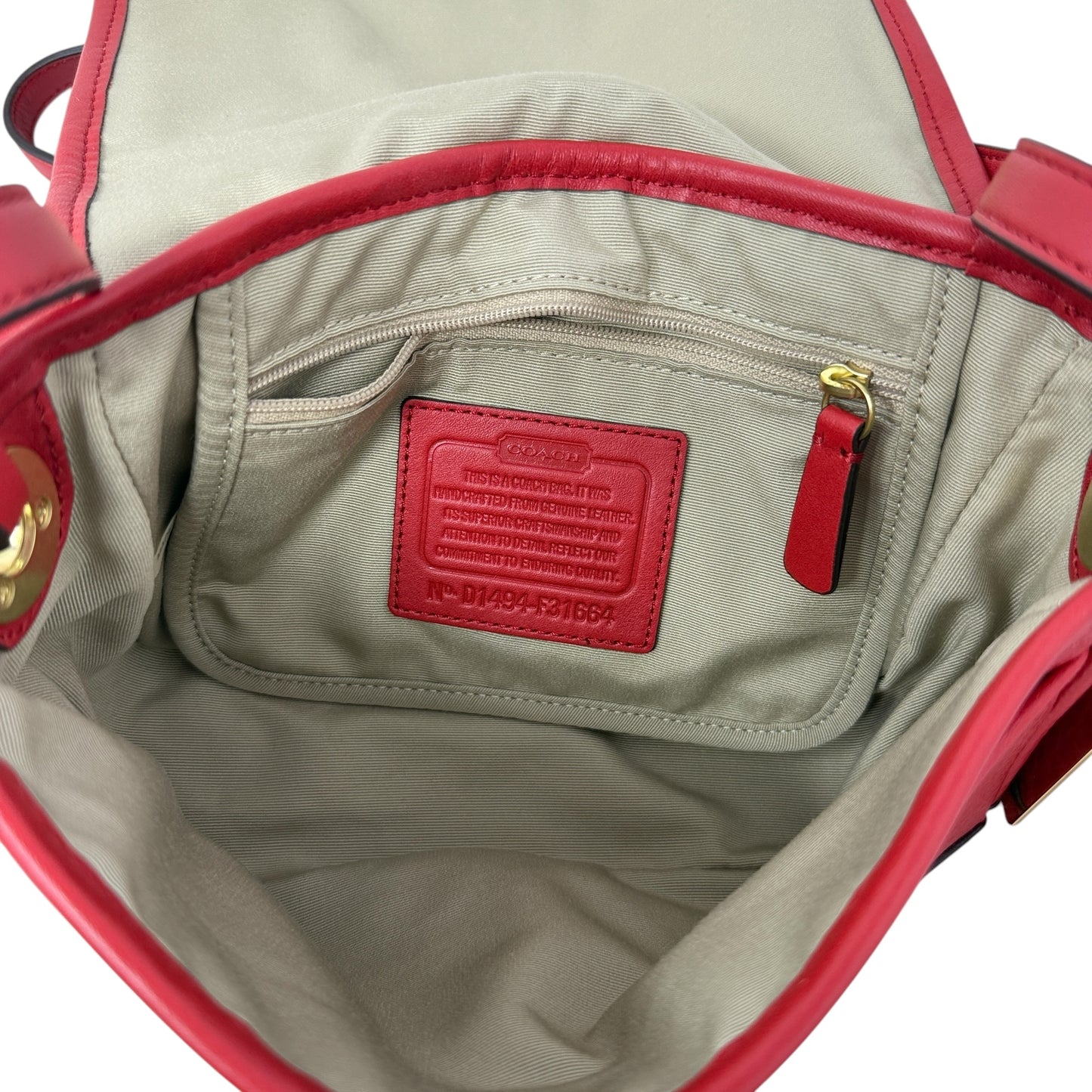Hadley Luxe Grain Leather Field Crossbody Bag Designer By Coach, Size: Large