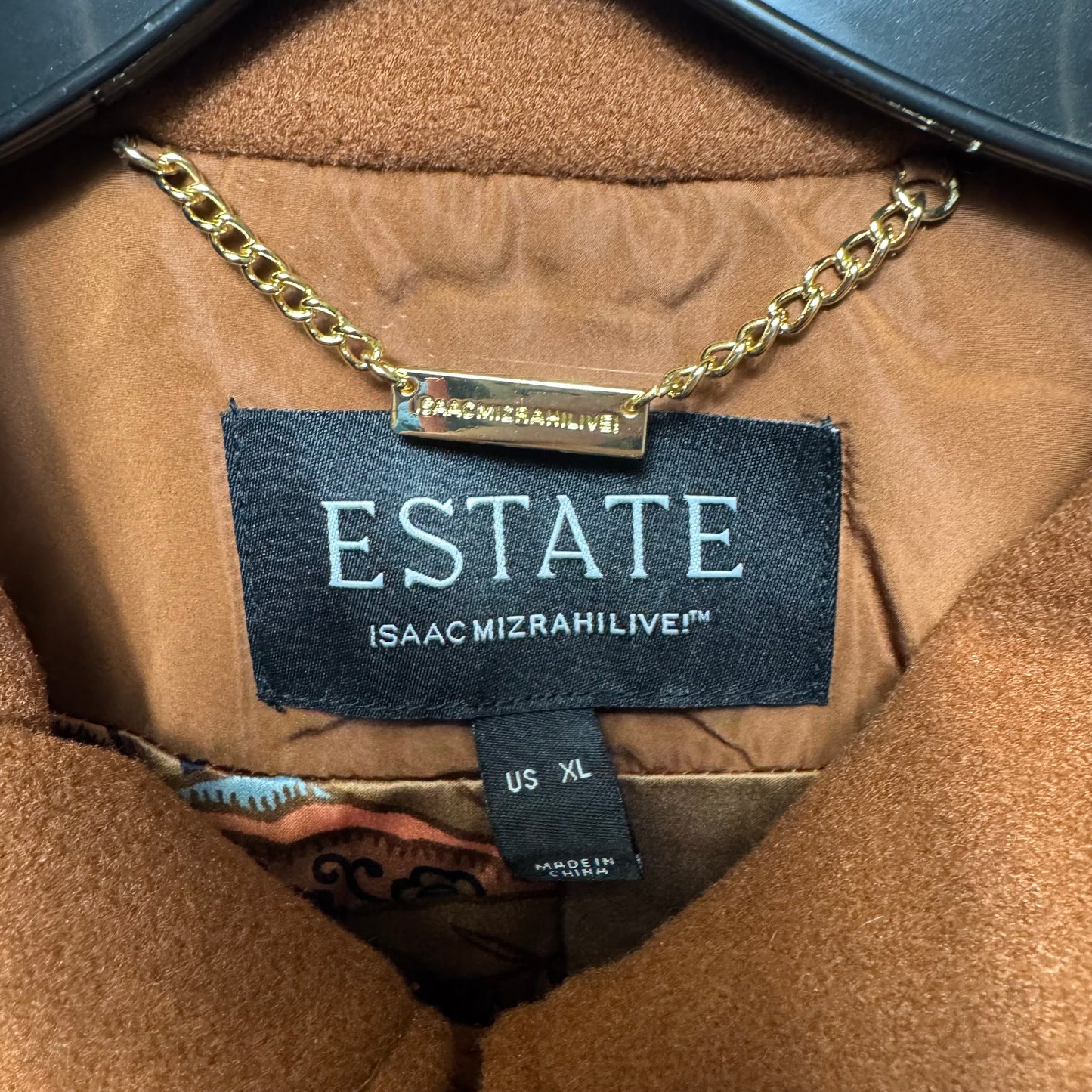 Estate Mixed Media Quilted Jacket w/ Lining By Isaac Mizrahi Live! QVC In Brown, Size: XL