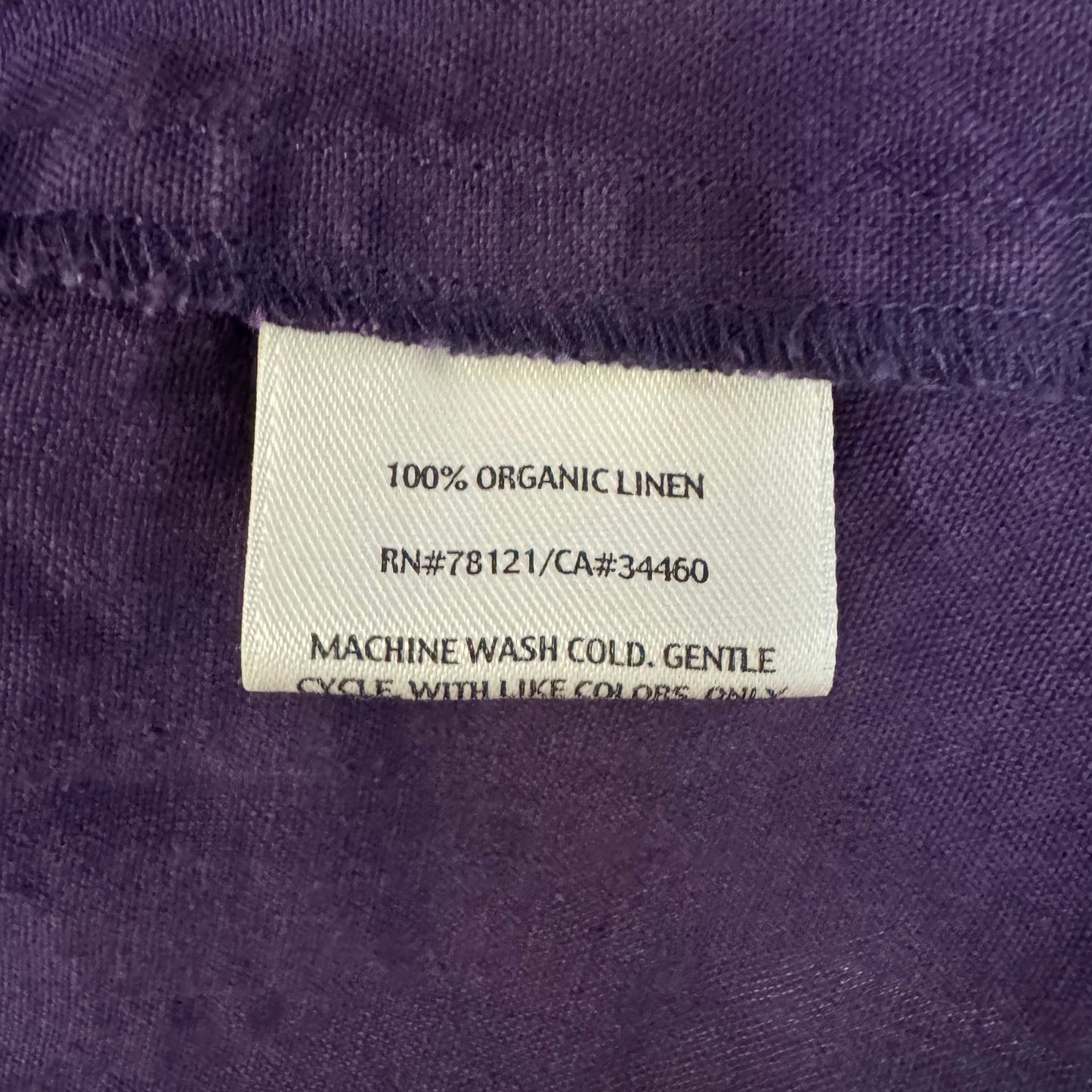 Linen Top 3/4 Sleeve By Eileen Fisher In Purple, Size: 1x