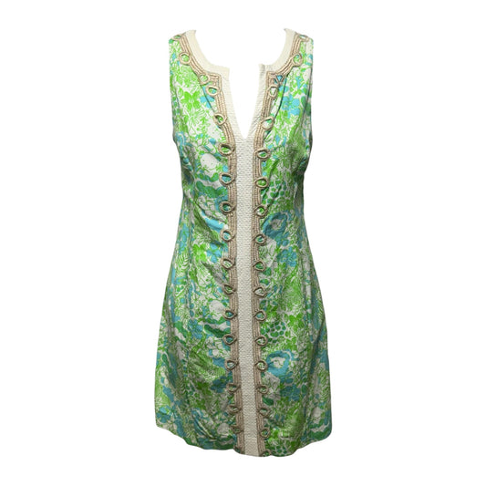 Dress Designer By Lilly Pulitzer In Gold & Green, Size: 4