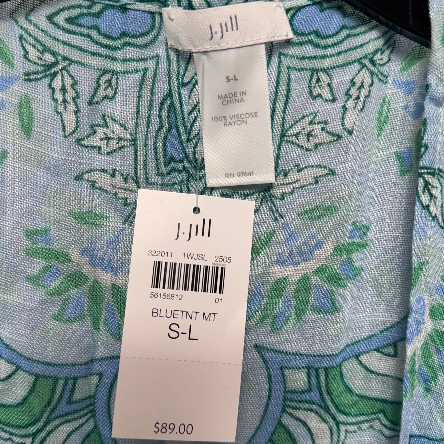 Kimono By J. Jill In Blue & Green, Size: S-L