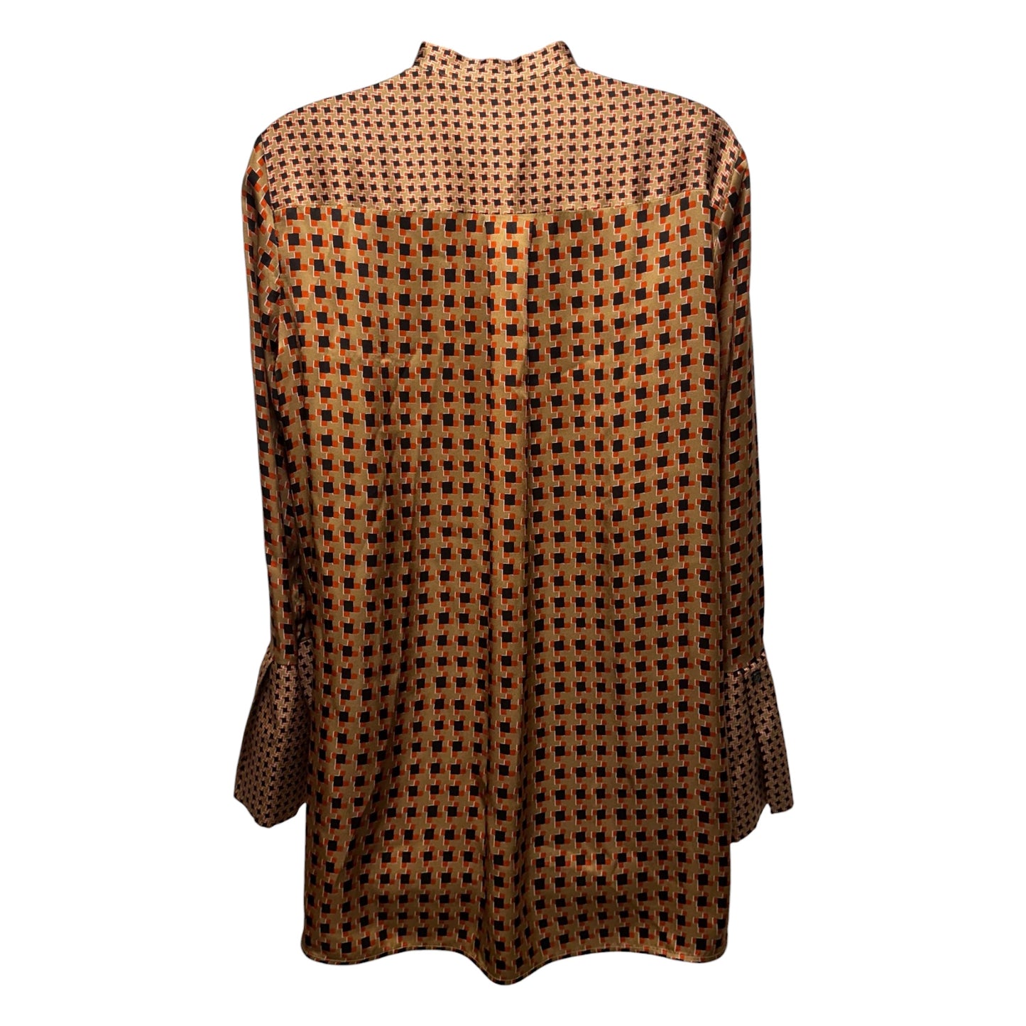 Desra Highgate Houndstooth Herringbone Silk Tunic Designer By Lafayette 148 In Geometric Pattern, Size: S