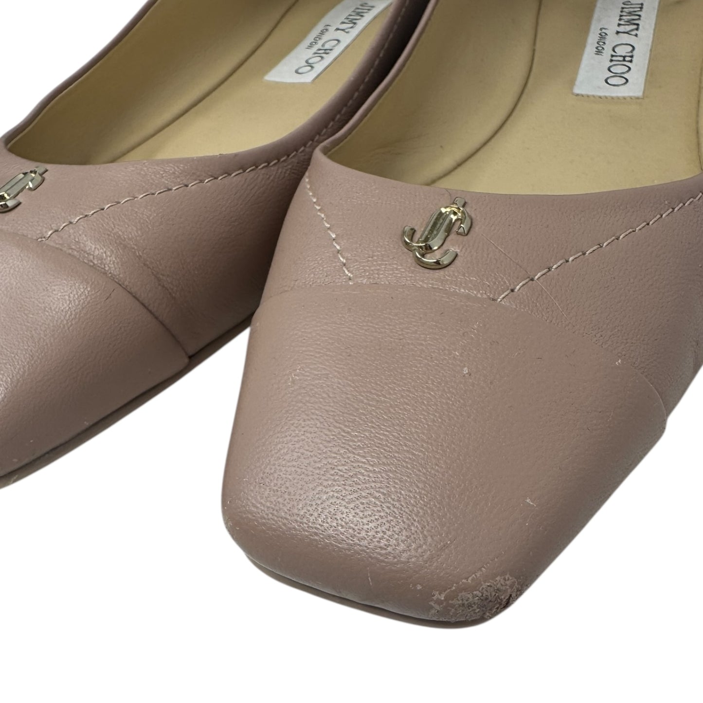 Gisela Napa Leather Ballet Flat Shoes Luxury Designer By Jimmy Choo In Tan, Size: 9