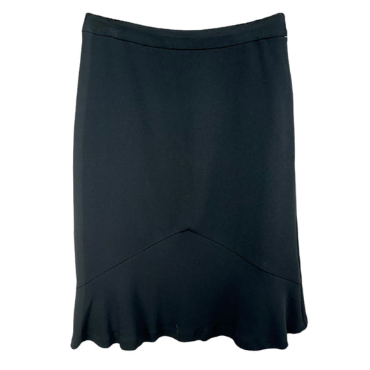 Flounce Hem Skirt Midi By Banana Republic In Black, Size 0