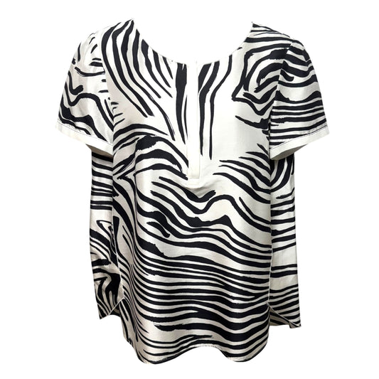 Silk Top Short Sleeve Designer By Lafayette 148 In Zebra Print, Size: 14