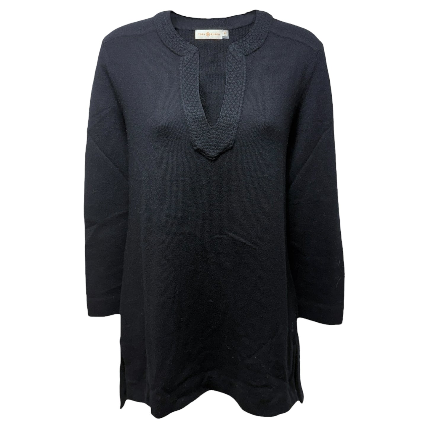 Lizzie Cashmere Sweater Tunic Designer By Tory Burch In Black, Size: M