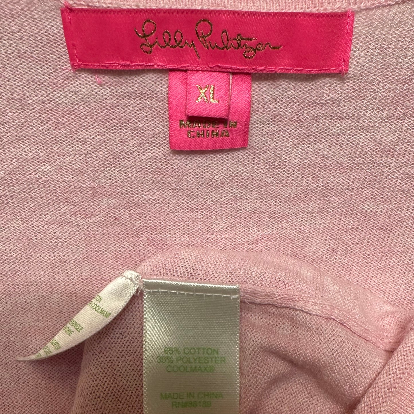 Knit Top 3/4 Sleeve Designer By Lilly Pulitzer In Pink, Size: Xl