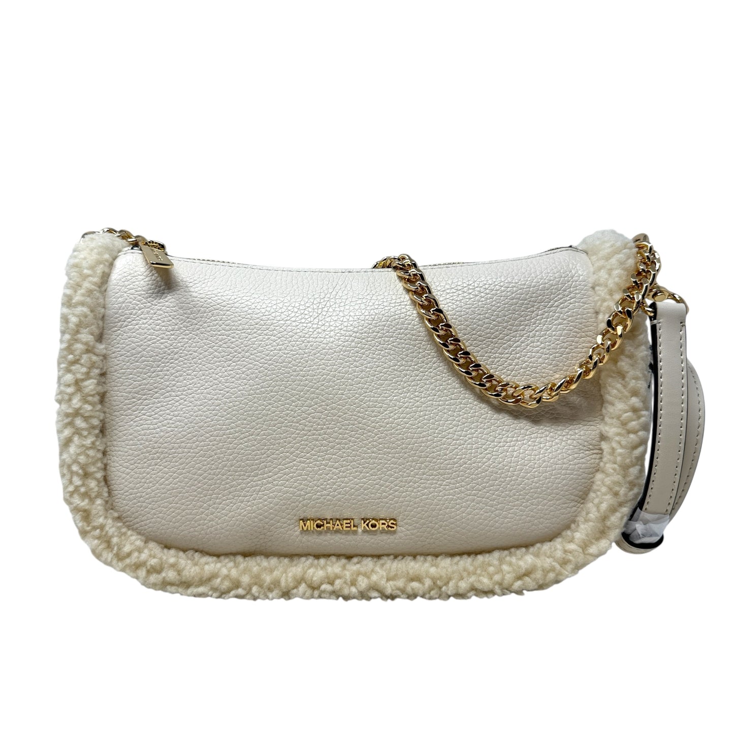 Carmela Shearling & Pebbled Leather Convertible Pouchette Crossbody Bag By Michael By Michael Kors, Size: Medium