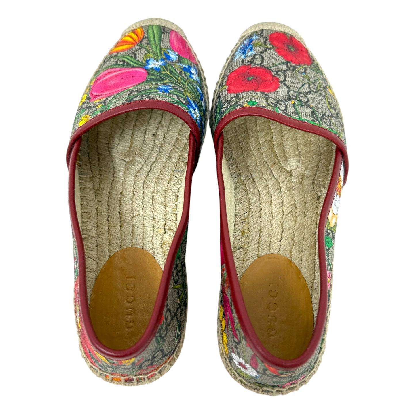 GG Supreme Monogram Flora Espadrilles In Coated Canvas Luxury Designer By Gucci In Floral Print, Size: 6 (36)