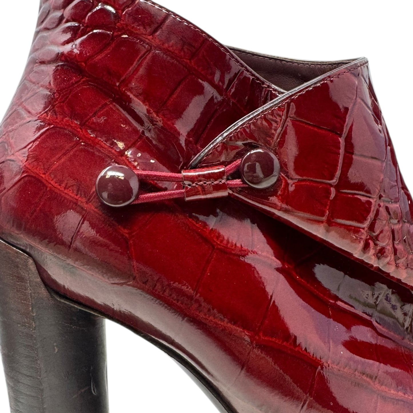 Delft Cornelia Croc Ankle Boots Luxury Designer By Louis Vuitton In Red, Size: 9 (IT 39)