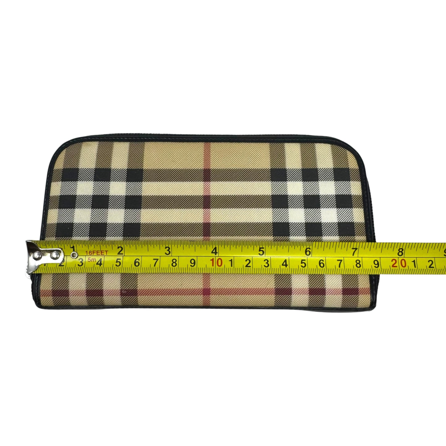 Nova Check Zip Around Wallet Luxury Designer By Burberry, Size: Large