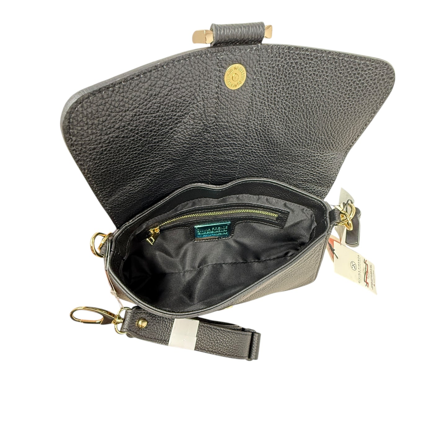 Made In Italy Leather Baguette Crossbody In Cheetah Print By Divina Firenze, Size: Medium