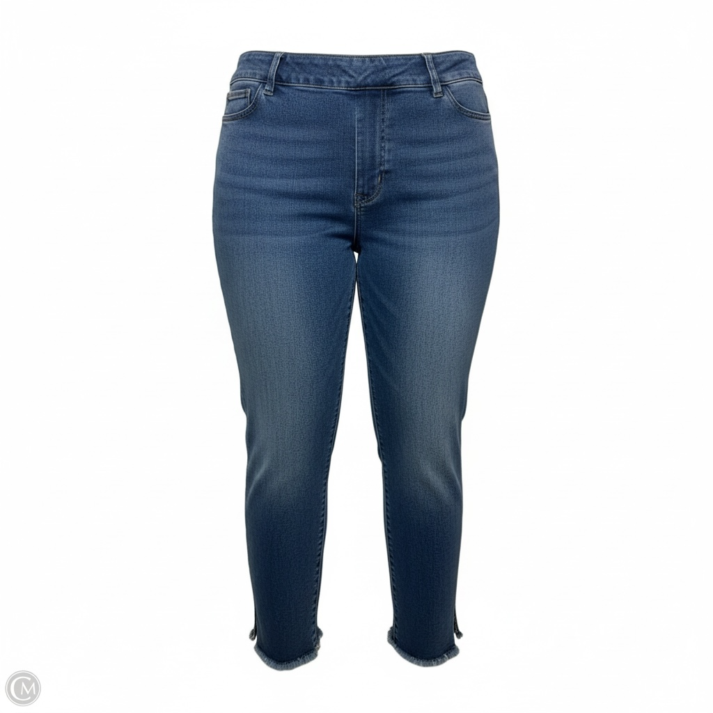 Elastic Waist Jeans Straight By John Mark In Blue Denim, Size: 1x/20W