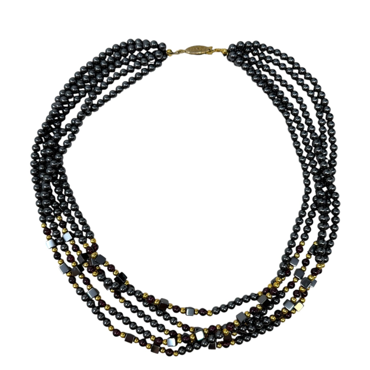 Hematite Beaded Multi-Strand Necklace Unknown Brand