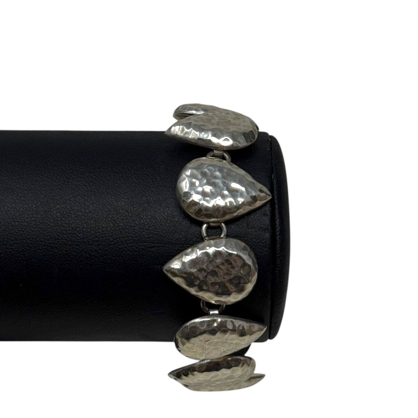 Vintage Taxco Hammered Sterling Silver Teardrop Toggle Bracelet