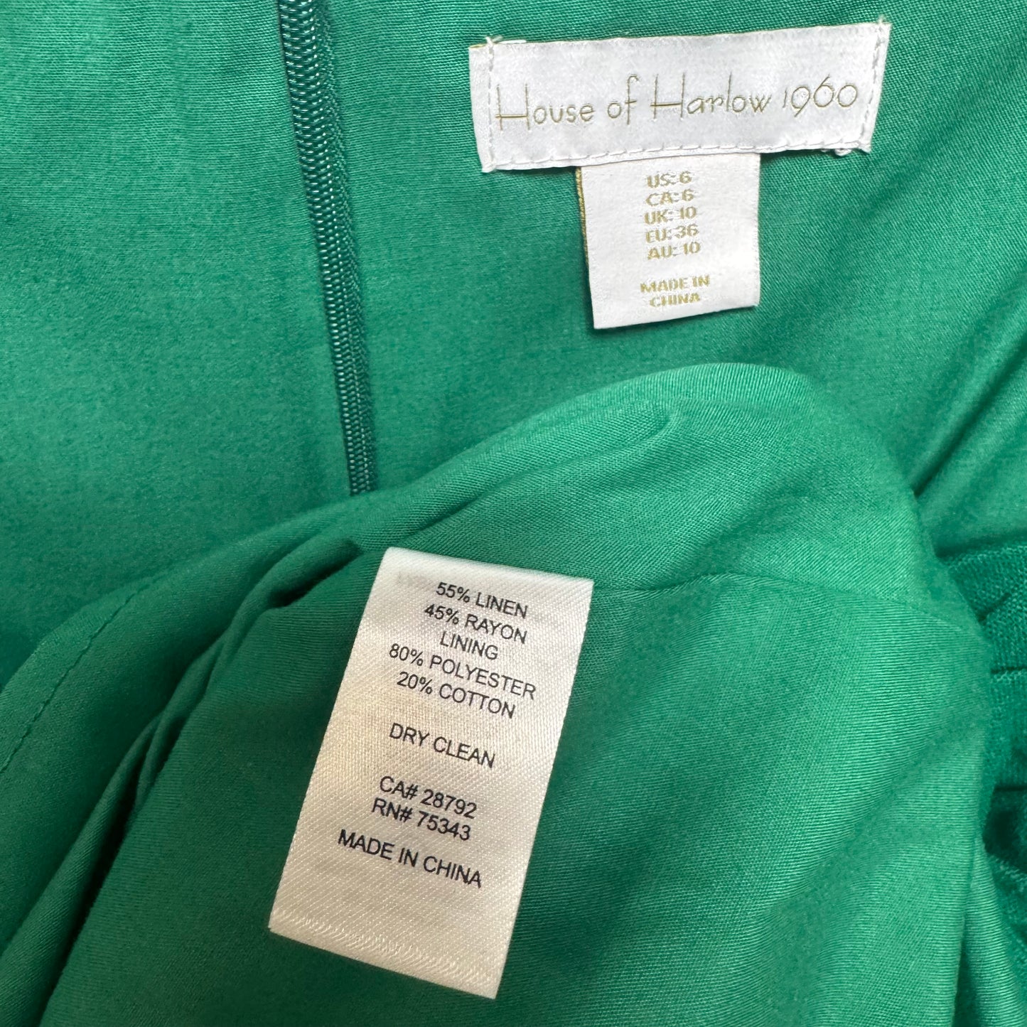 Linen Blend Dress Casual Short By House Of Harlow In Green, Size: 6