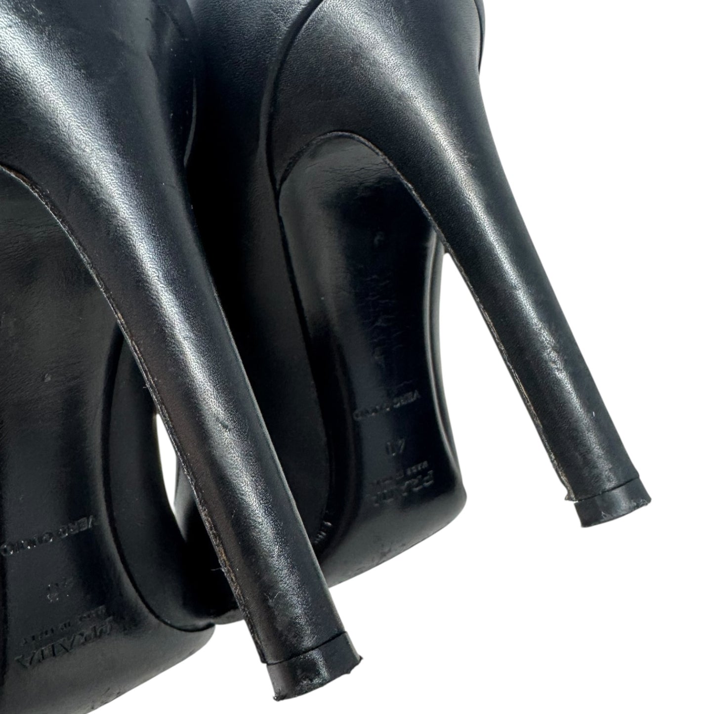 Heels Shoes Luxury Designer By Prada In Black, Size: 10 (IT 40)