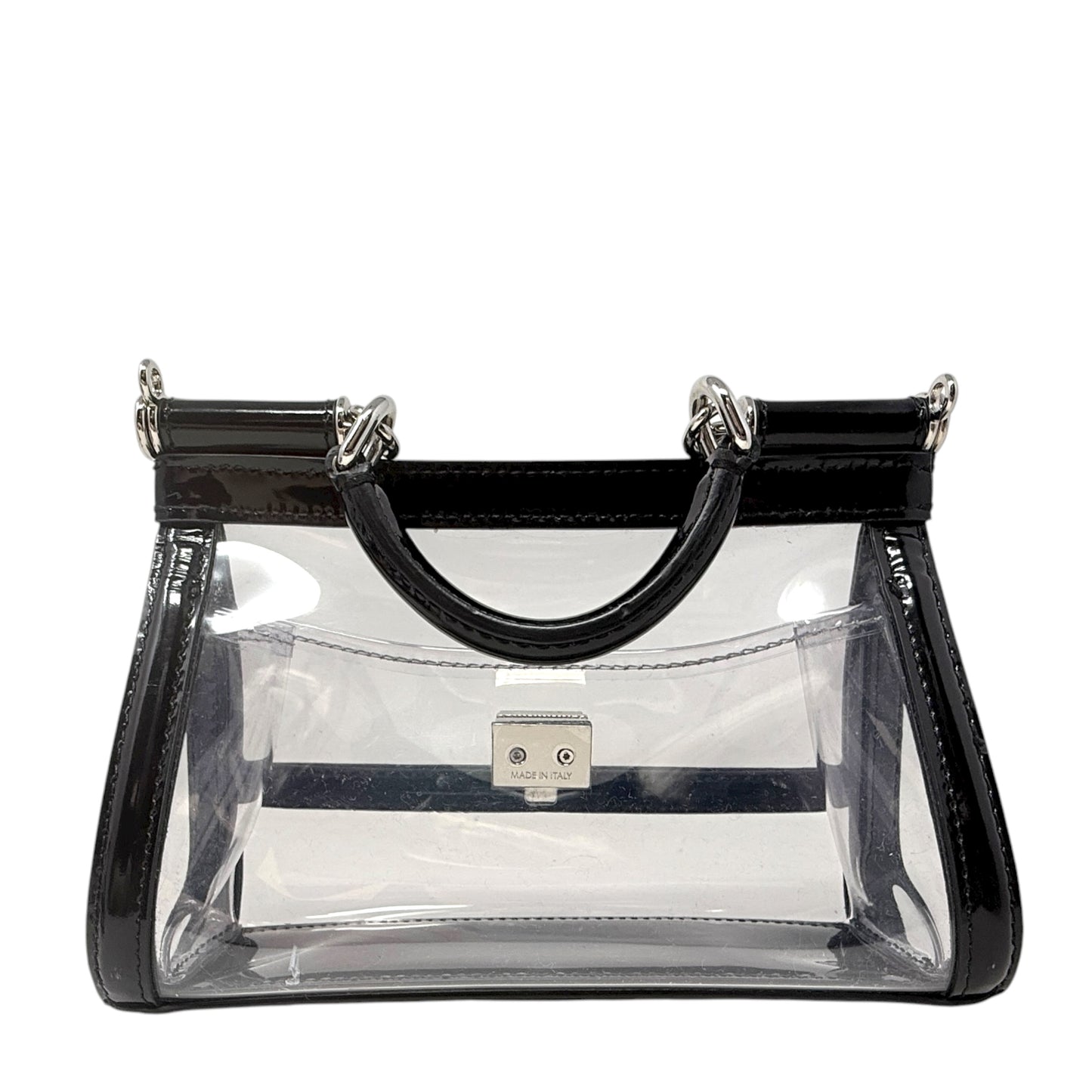 Sicily Small Transparent Top Handle Bag Luxury Designer By Dolce And Gabbana, Size: Small