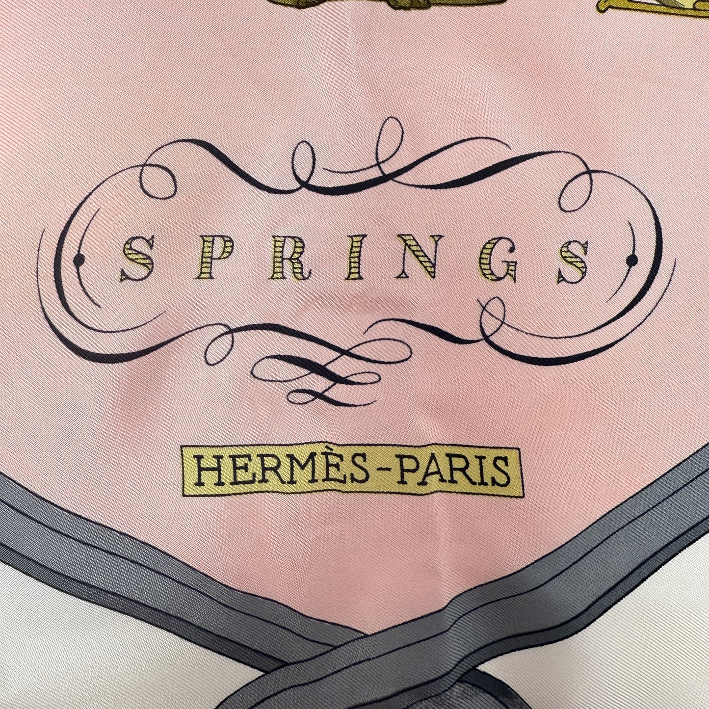 Vintage Carre 90 Philippe Ledoux “Springs“ Horse-Drawn Carriage Motif Silk Scarf Luxury Designer By Hermes
