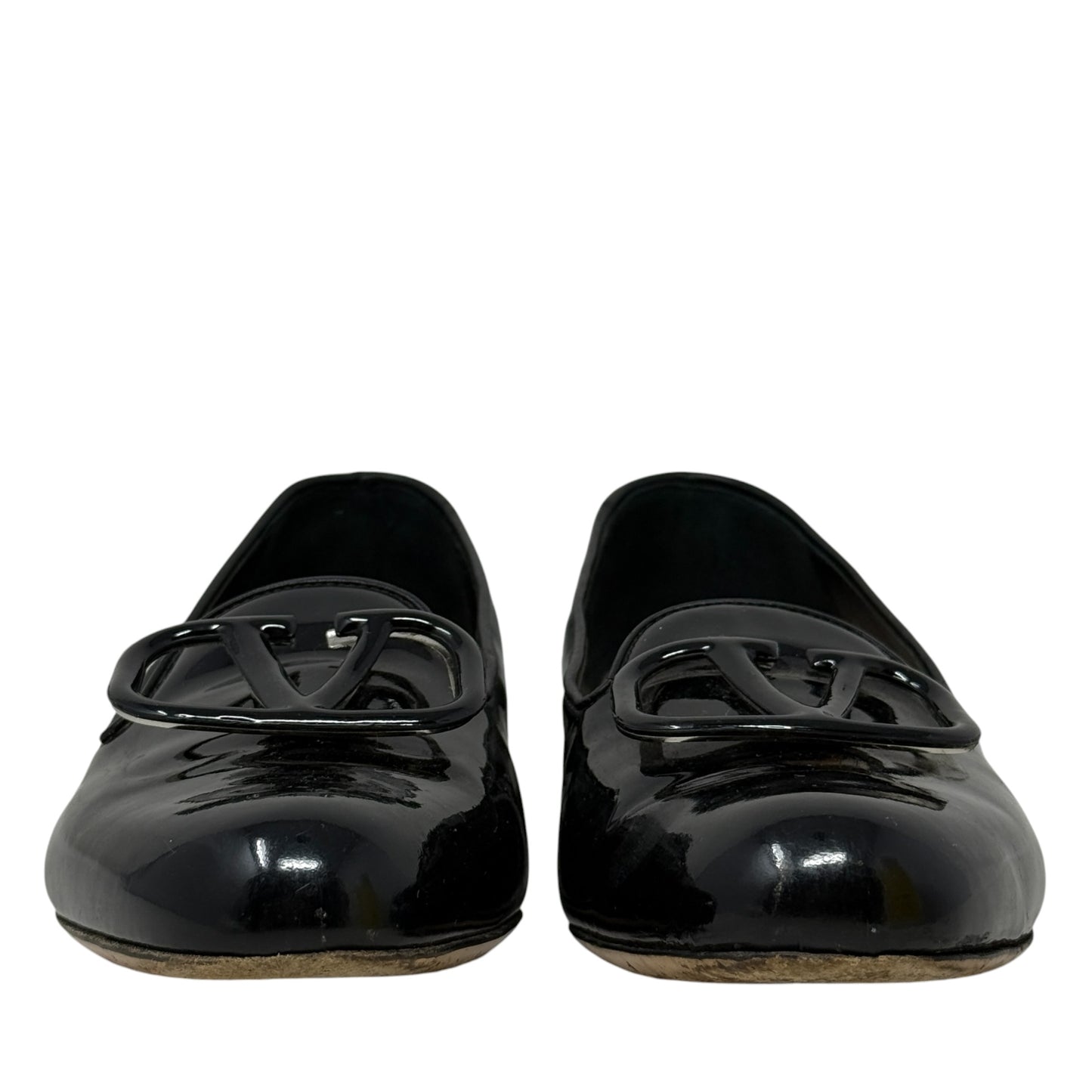 VLogo Patent Leather Loafers Luxury Designer By Valentino-garavani In Black, Size: 8.5 (IT 38.5)