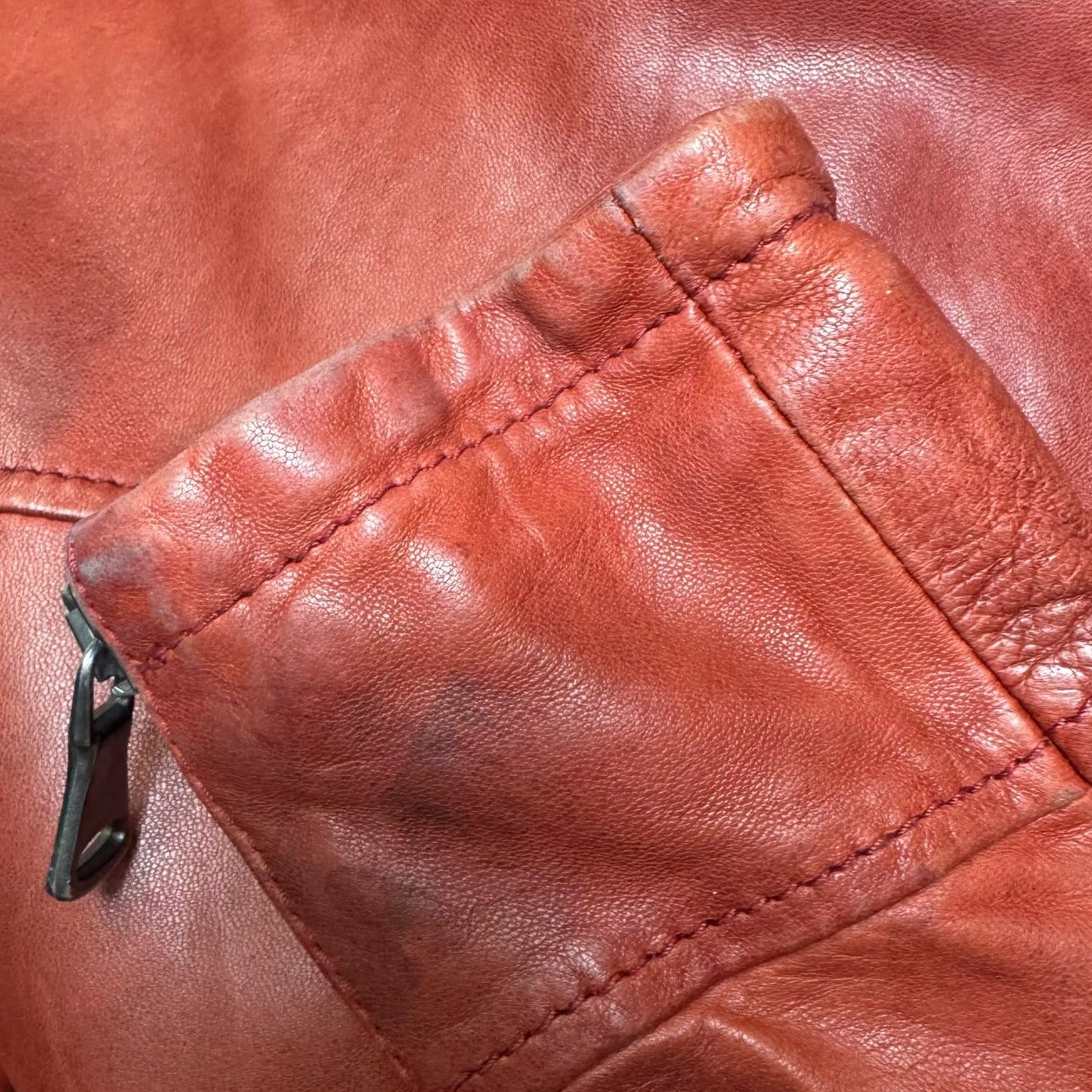 Jacket Moto Leather By Empresa In Red, Size: S (IT 40)