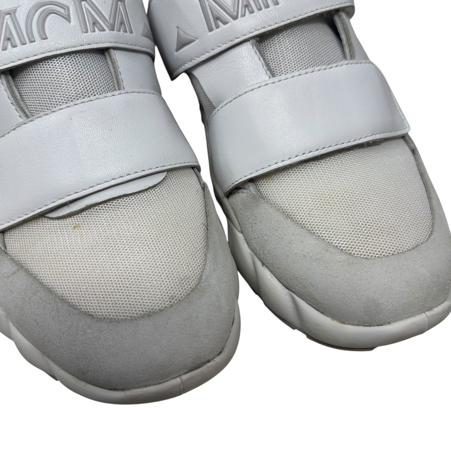 Himmel Low Top Velcro Sneakers Shoes Luxury Designer By Mcm In White, Size: 8 (38)
