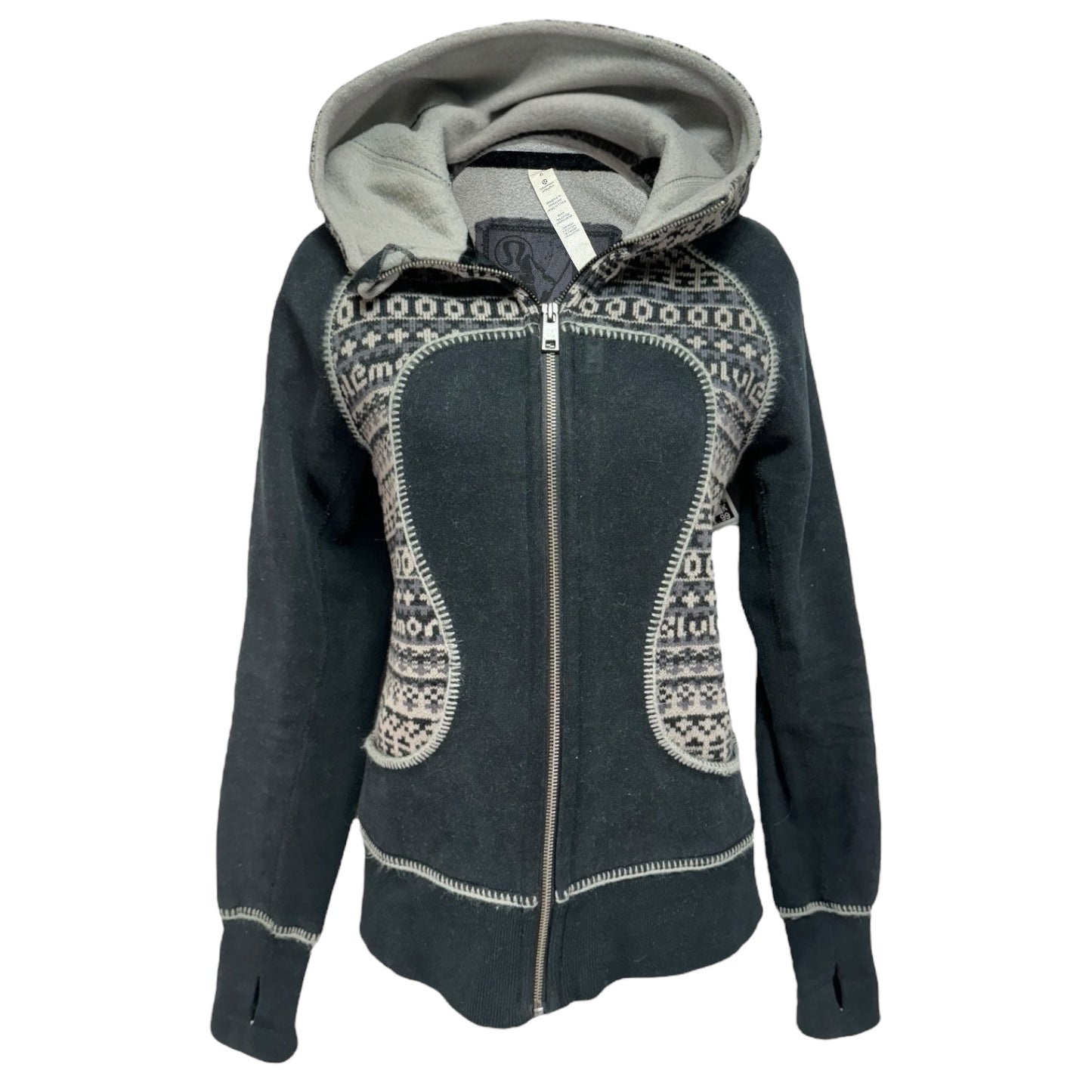 Special Edition Scuba Hooded Athletic Jacket By Lululemon In Fair Isle Knit, Size: 6