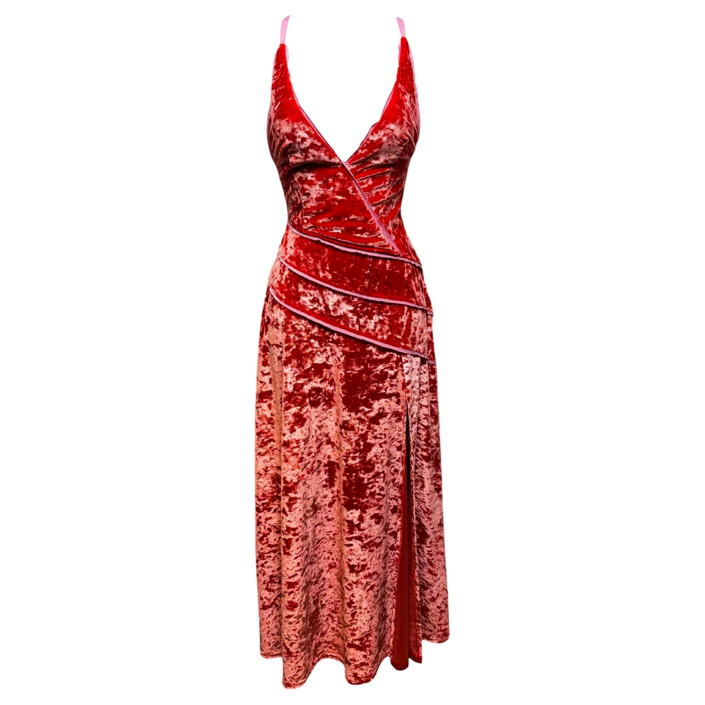 Deia Velvet Dress Casual Midi By Free People In Pink & Orange, Size: Xs