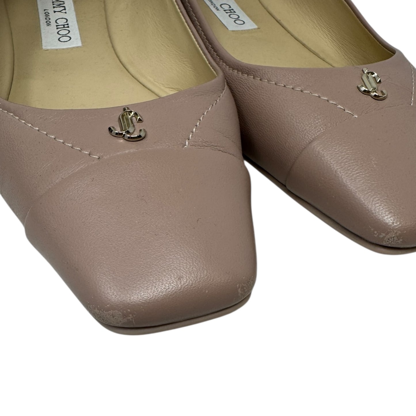 Gisela Napa Leather Ballet Flat Shoes Luxury Designer By Jimmy Choo In Tan, Size: 9