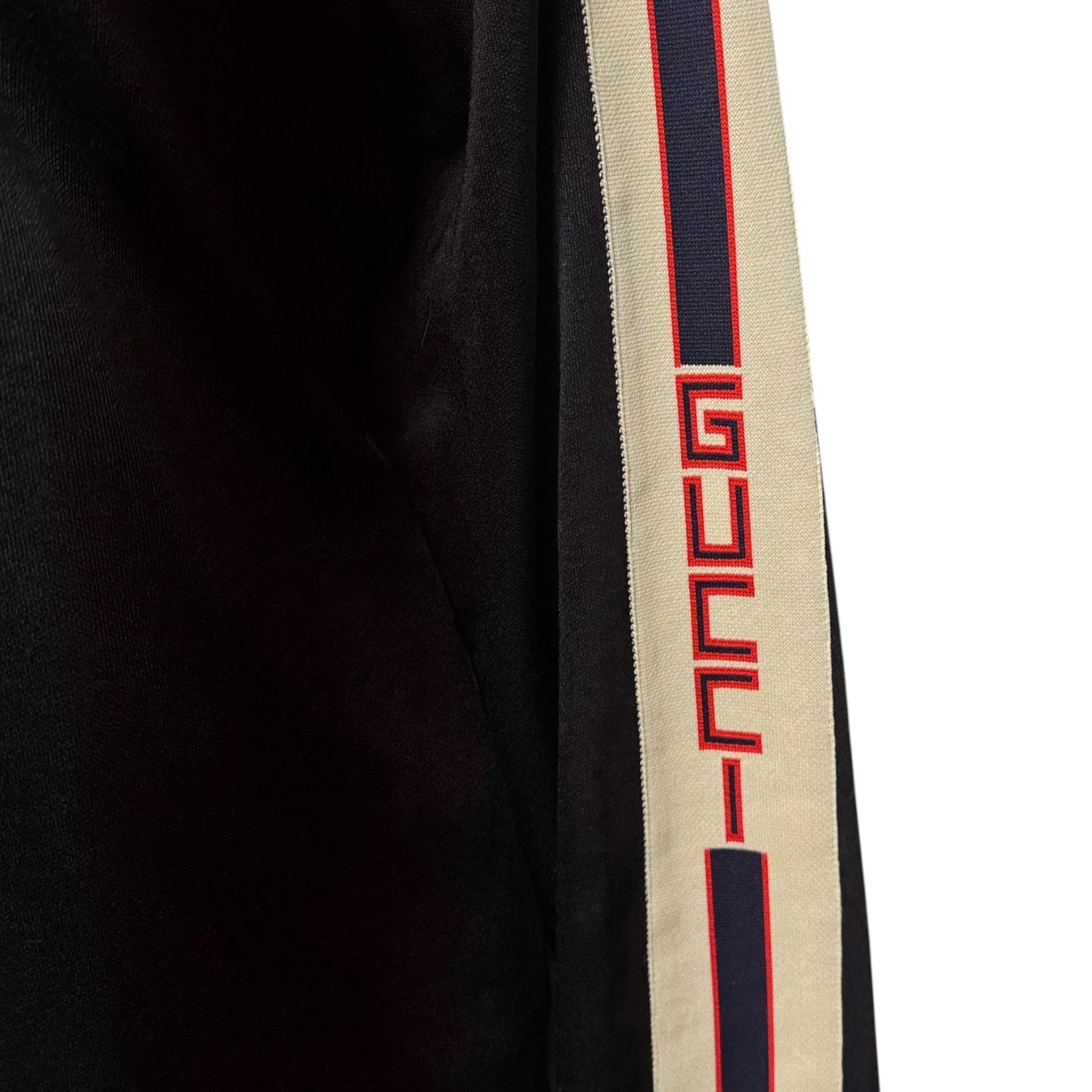Web Trim Technical Jersey Track Jacket Luxury Designer By Gucci In Black & Cream, Size: S MEN’S
