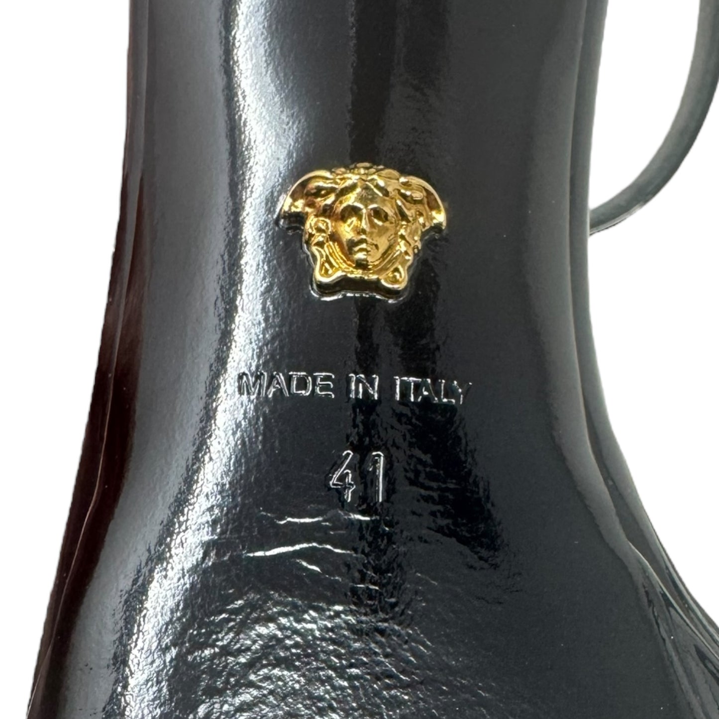 Medusa ‘95 Patent Strappy Stiletto Heels 115mm Shoes Luxury Designer By Versace In Black, Size: 11 (IT 41)