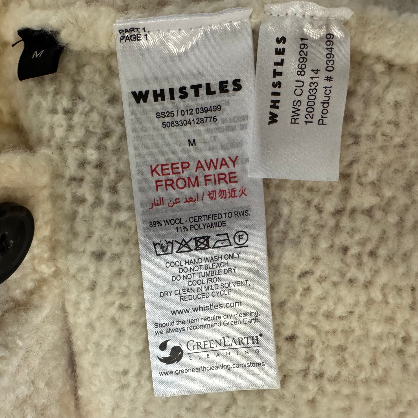 Wool Blend Textured Cardigan By Whistles In Cream, Size: M