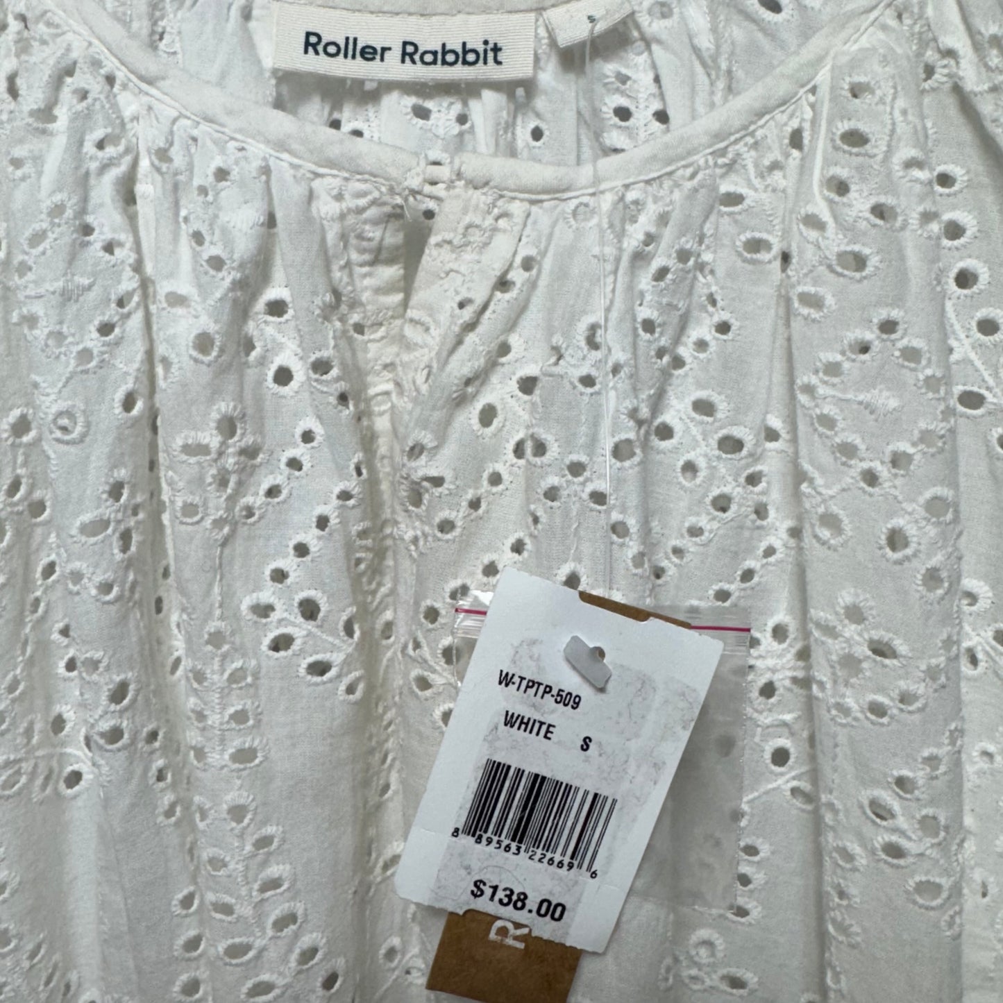 Cotton Eyelet Top Long Sleeve By Roller Rabbit In White, Size: S