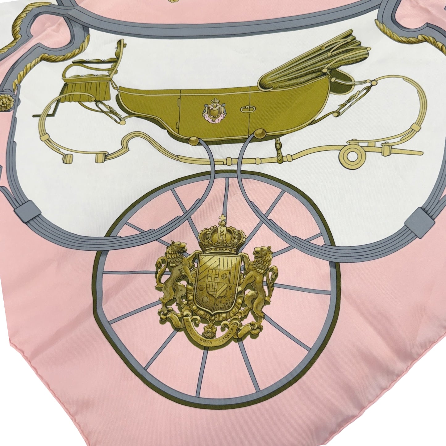 Vintage Carre 90 Philippe Ledoux “Springs“ Horse-Drawn Carriage Motif Silk Scarf Luxury Designer By Hermes